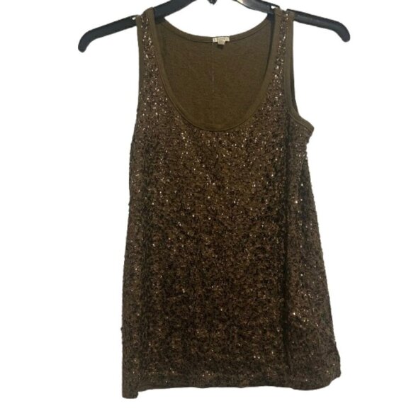 J. Crew Tops - J Crew Bronze Drapey Sequins Tank Top Women’s Size XS